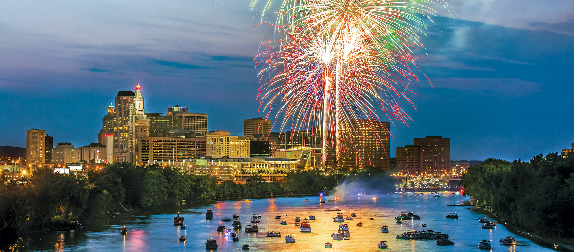 Fireworks overlooking Hartford on the CT River