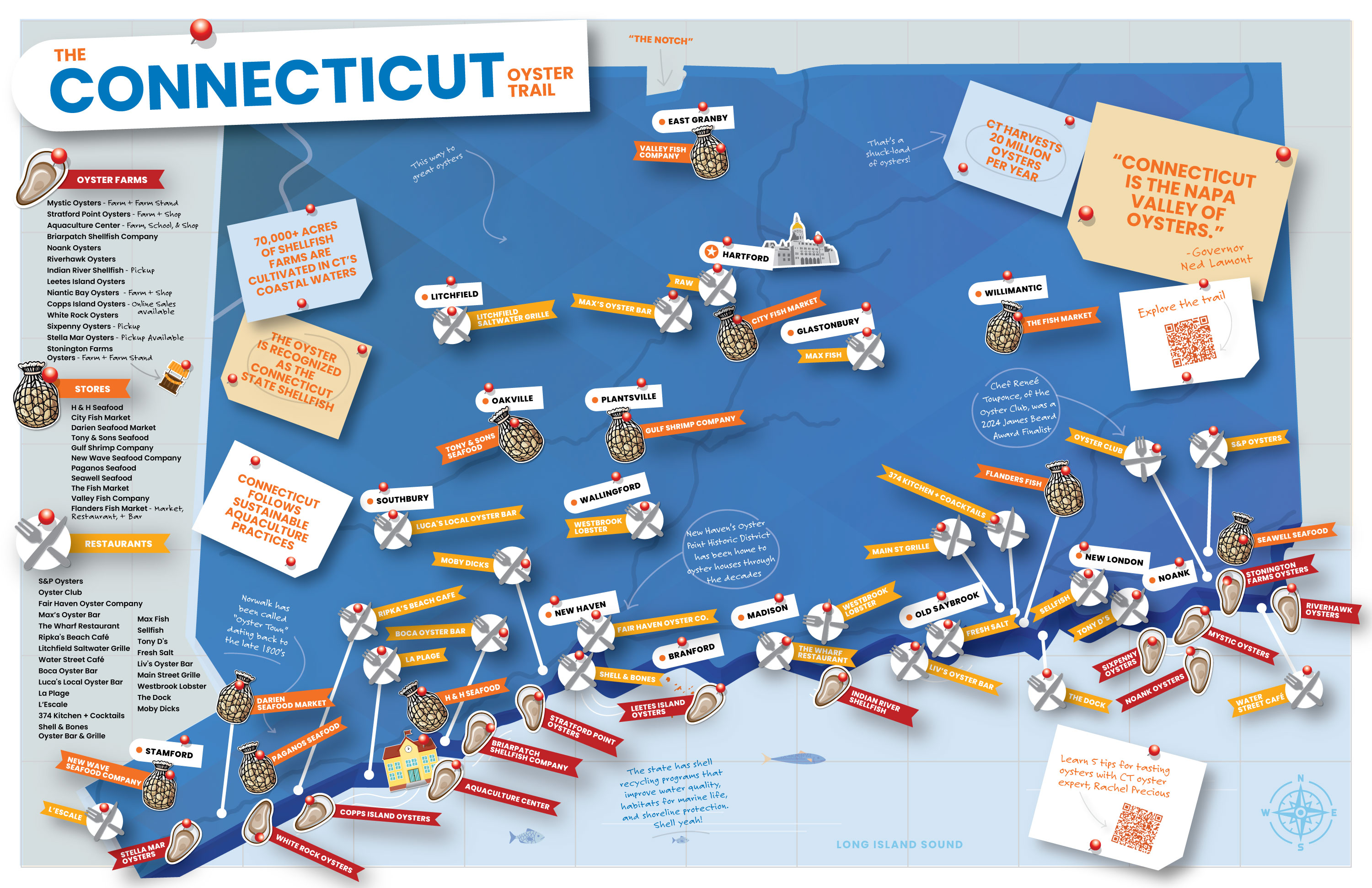 Connecticut Oyster Trail Map