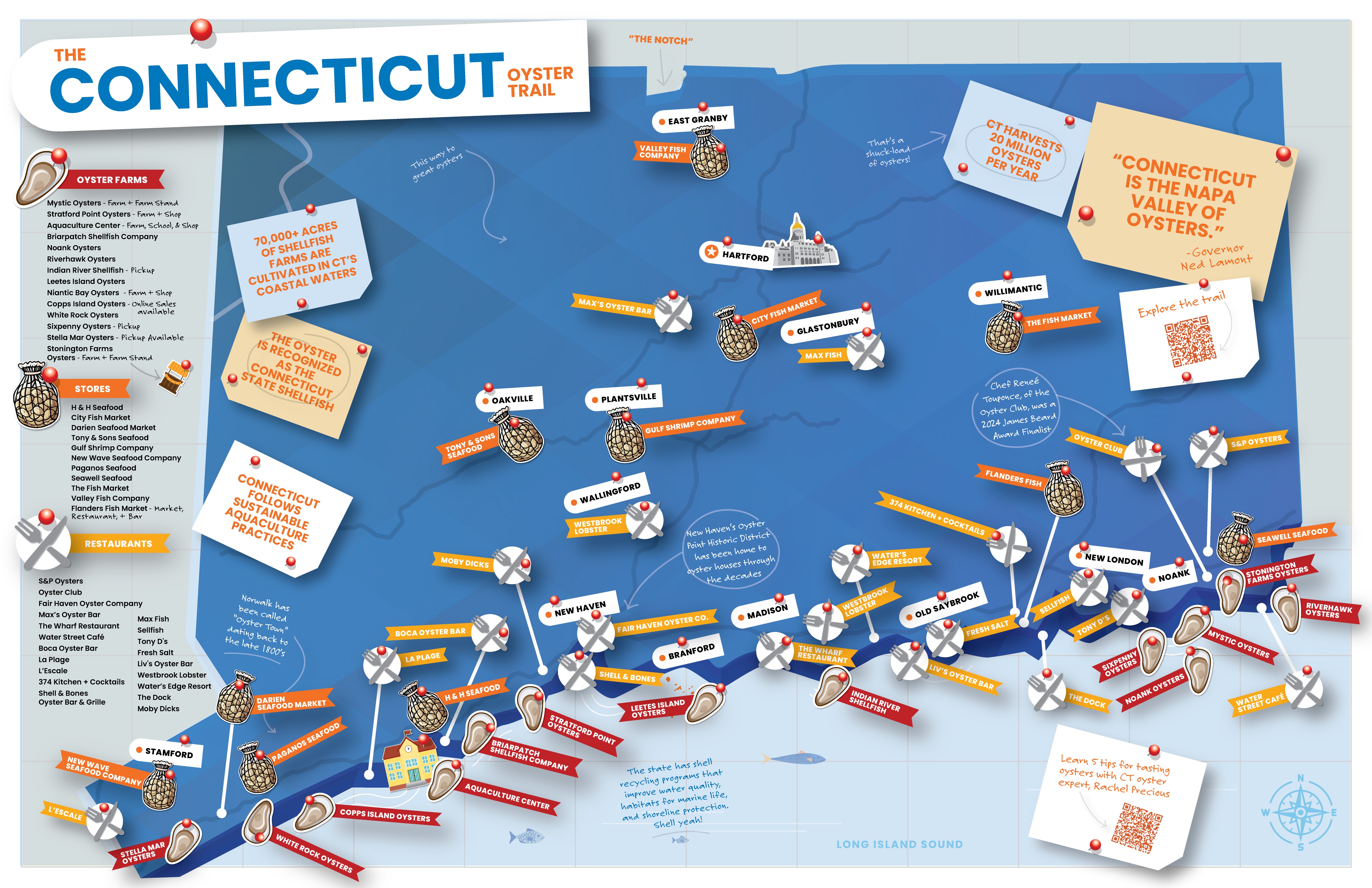 Connecticut Oyster Trail Map