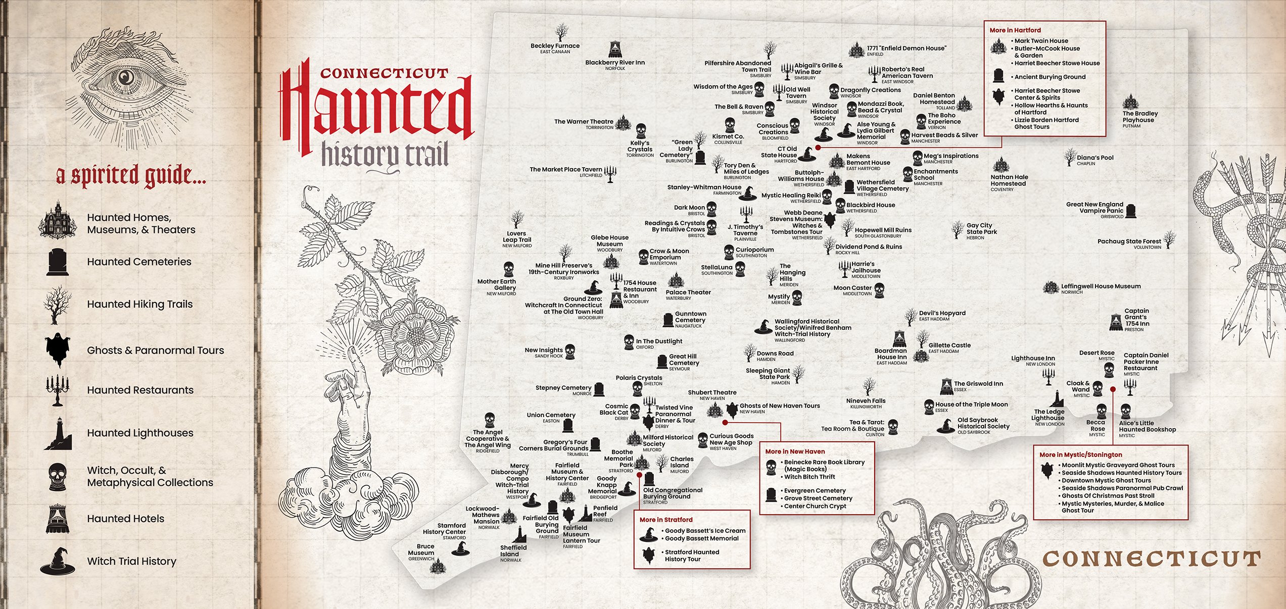 Connecticut Haunted History Trail Map