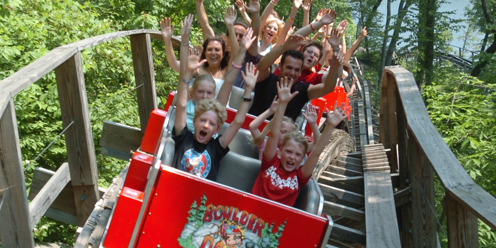 People enjoying Boulder Dash roller coaster ride at Lake Compounce