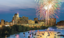 Fuegos artificiales en la ribera del río Hartford