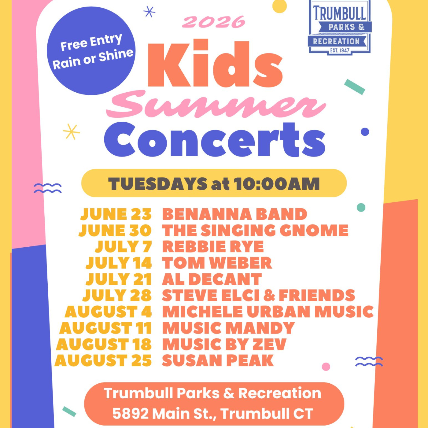 Trumbull Kids Summer Concerts