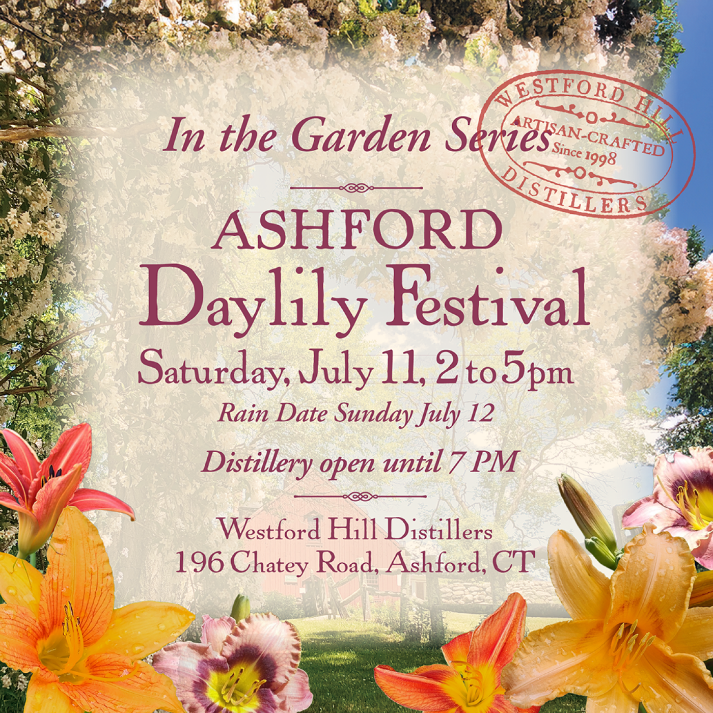 Graphic about Ashford Daylily Festival July 11, 2 to 5 pm