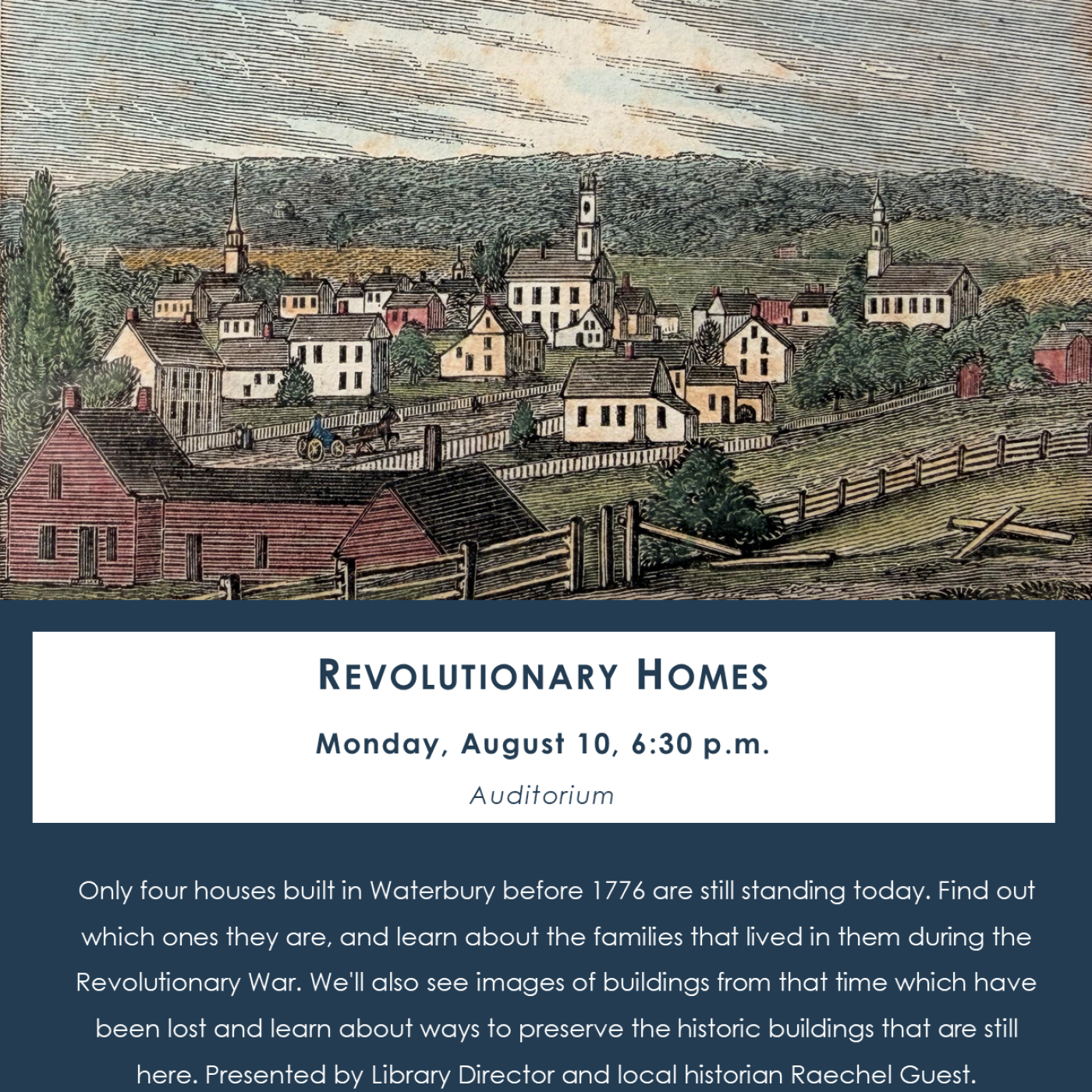 Engraving of Waterbury during the 1830s and text describing the event