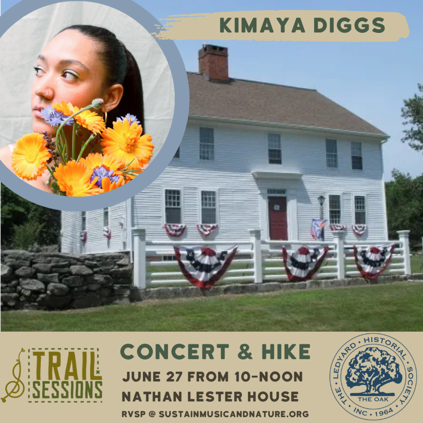 Kimaya Diggs is playing a concert following a hike at the1700's Nathan Lester House on June 27 from 10 to noon.