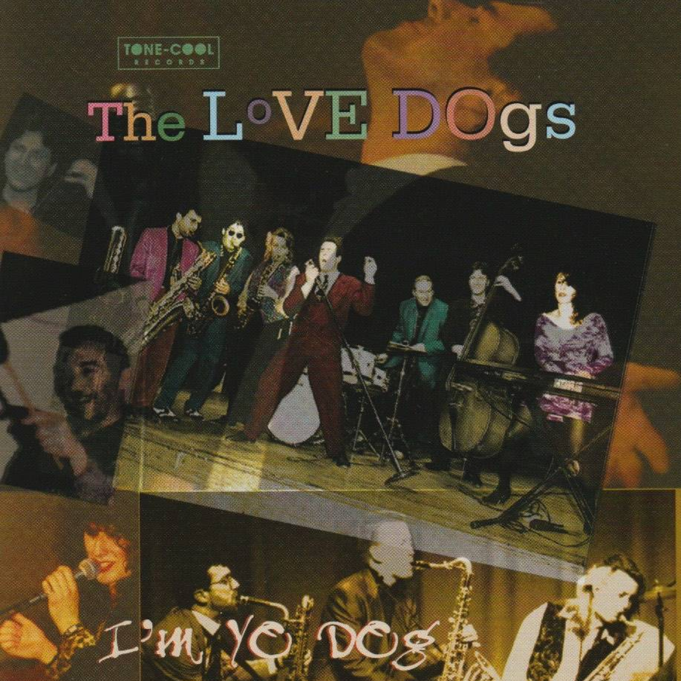 A collage of photos of The Love Dogs