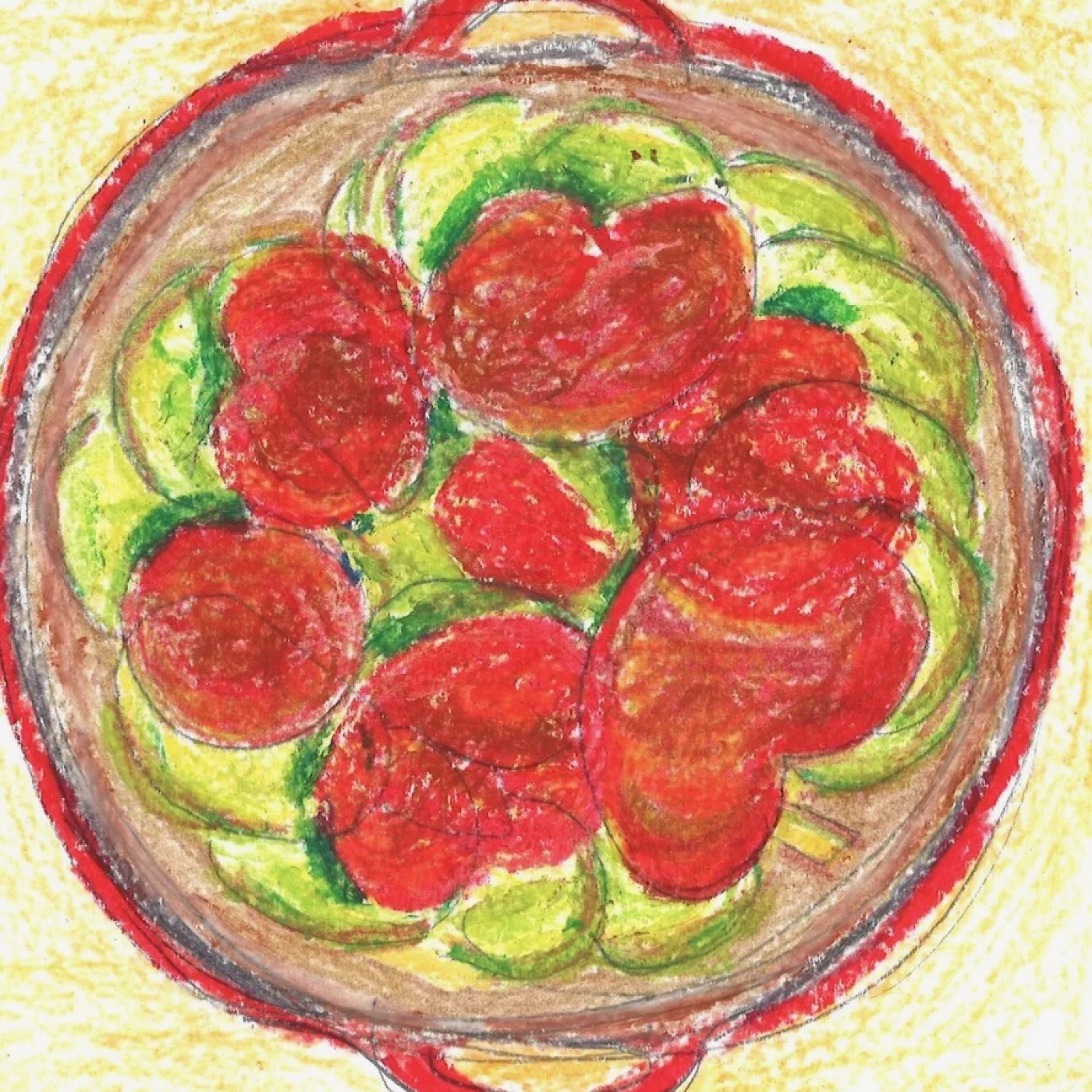 drawing of food in a pot 