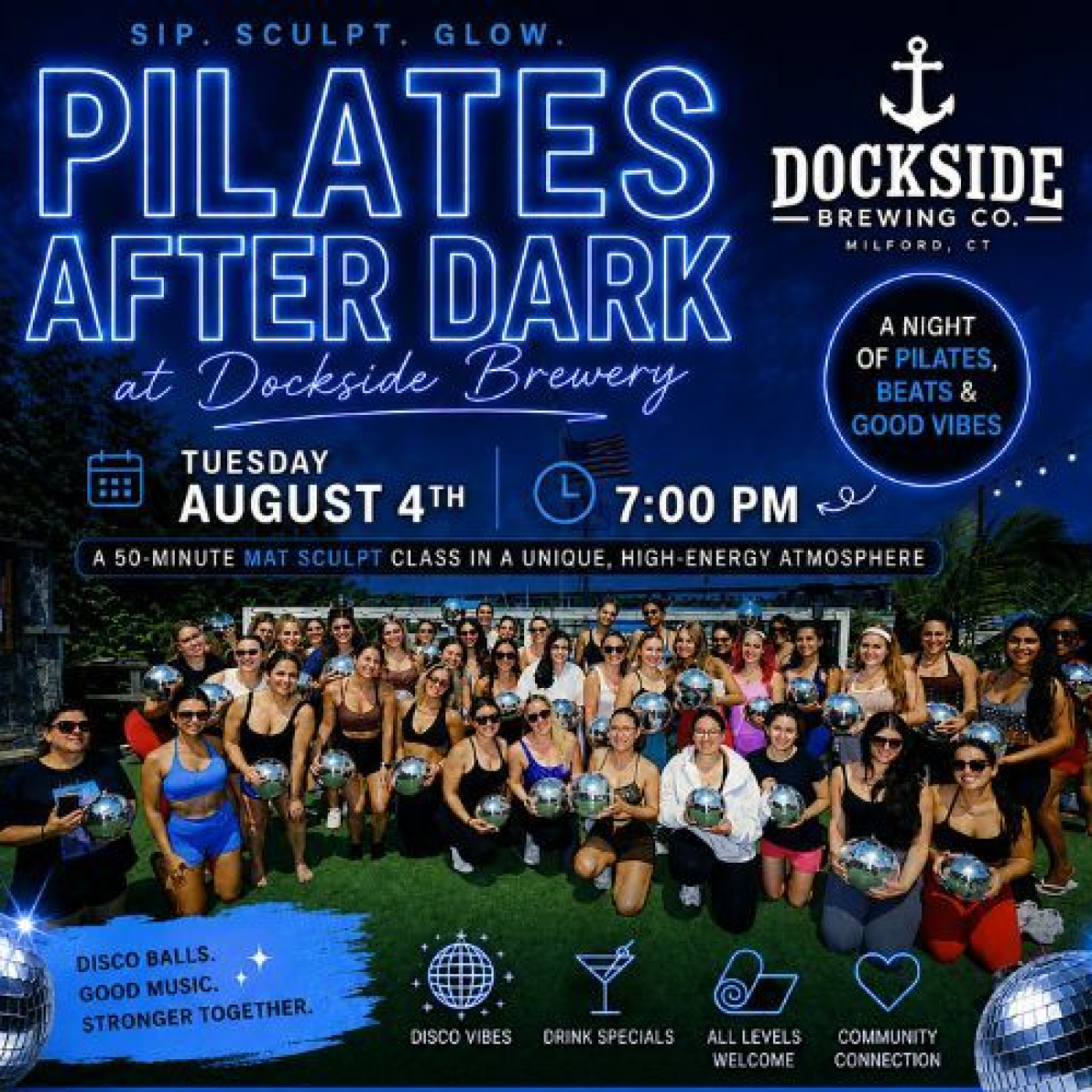 Pilates After Dark at Dockside Brewing Company