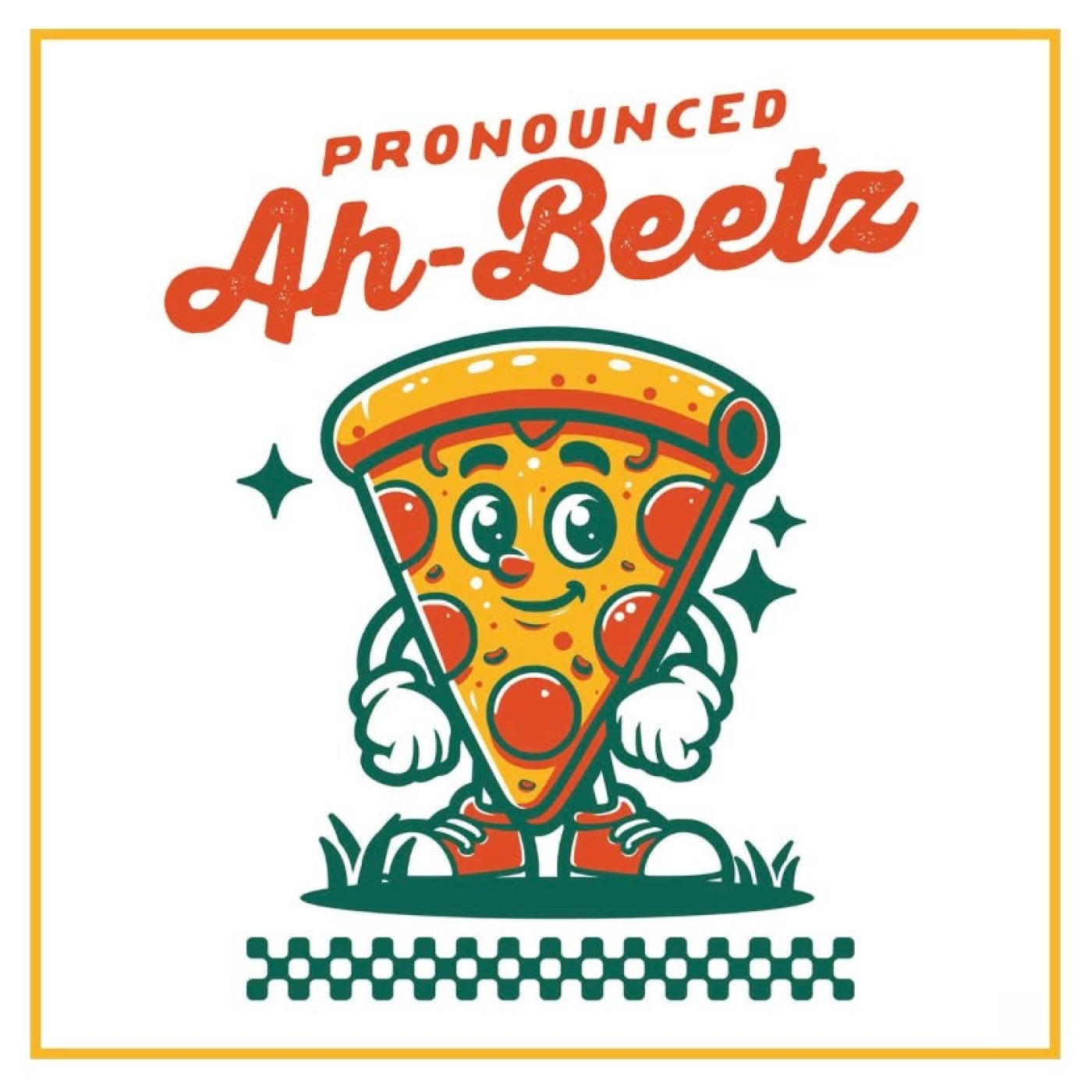 A cartoon pizza slice. 