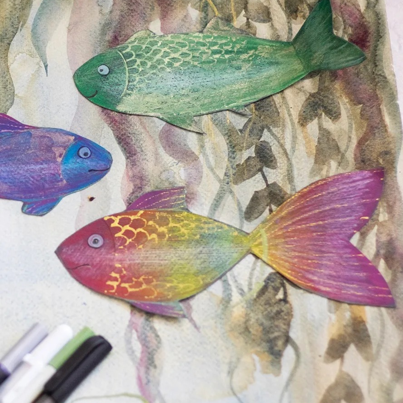 painting of colorful fish