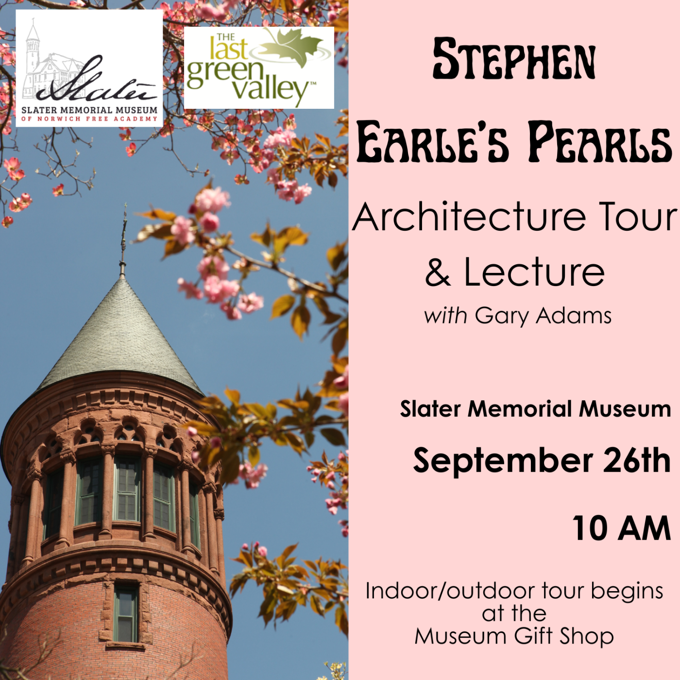 Slater Tower with text describing Architecture Tour