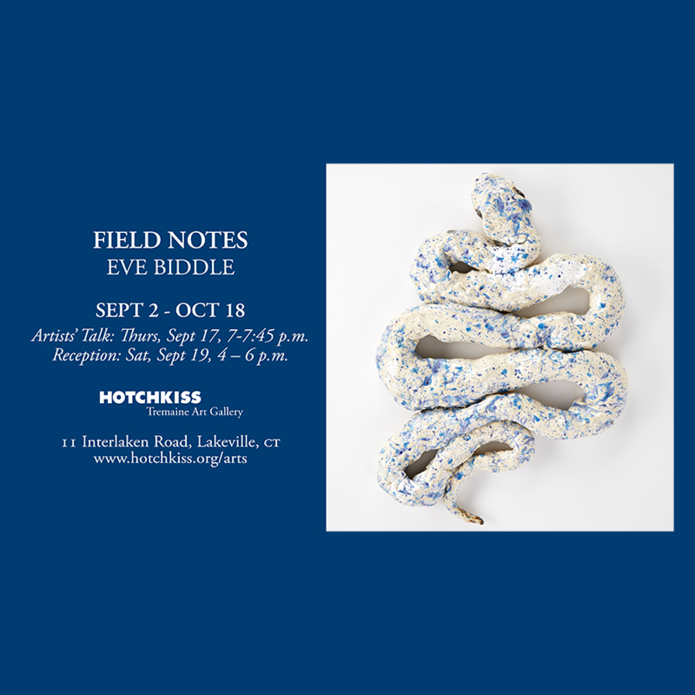 Blue Speckled Snake, 2023, glaze on ceramic