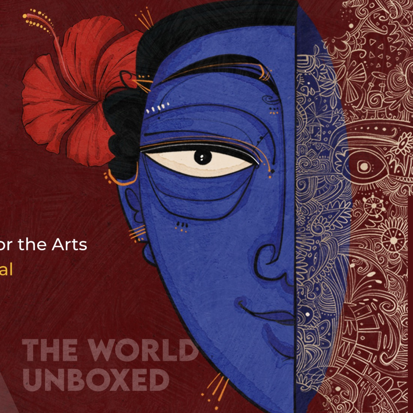 The poster for the Layalaya Global Arts Festival, Oct. 10, 2026 featuring a blue woman with a flower behind her ear. 