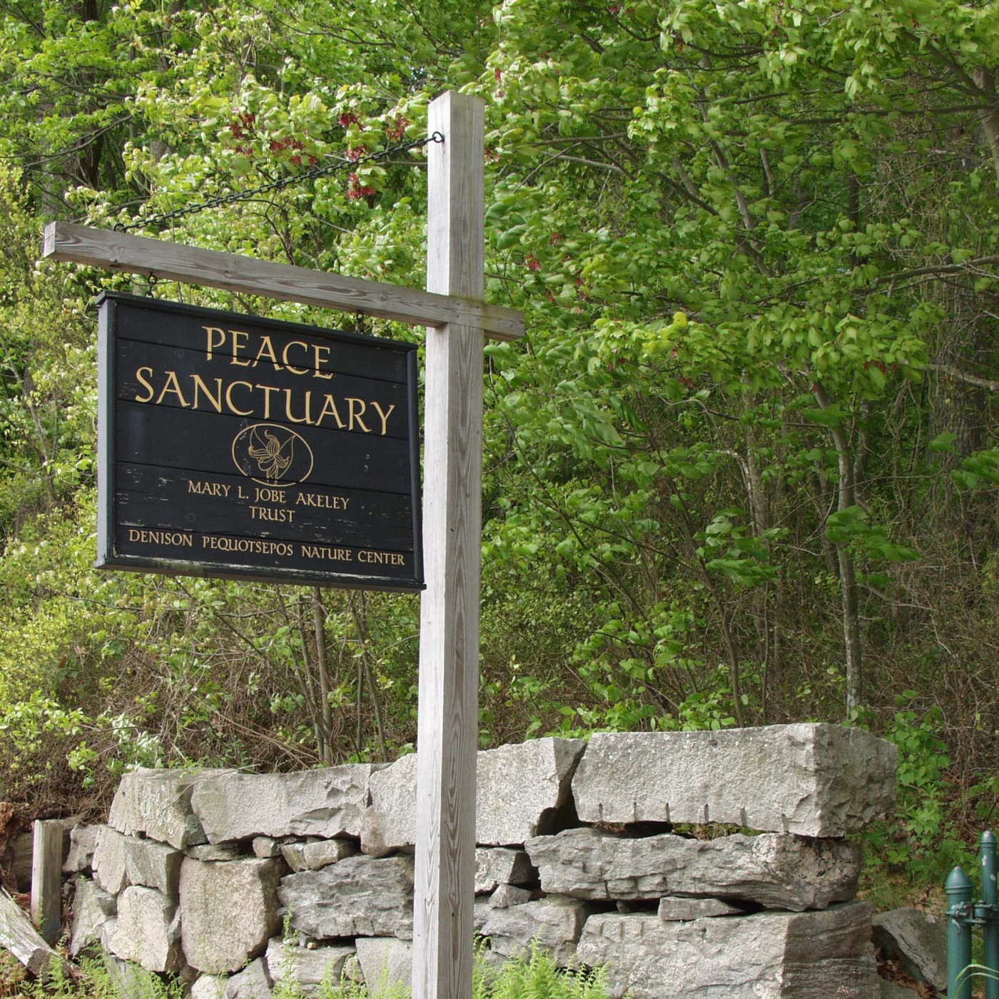 The sign outside of the Peace Sanctuary in Mystic.