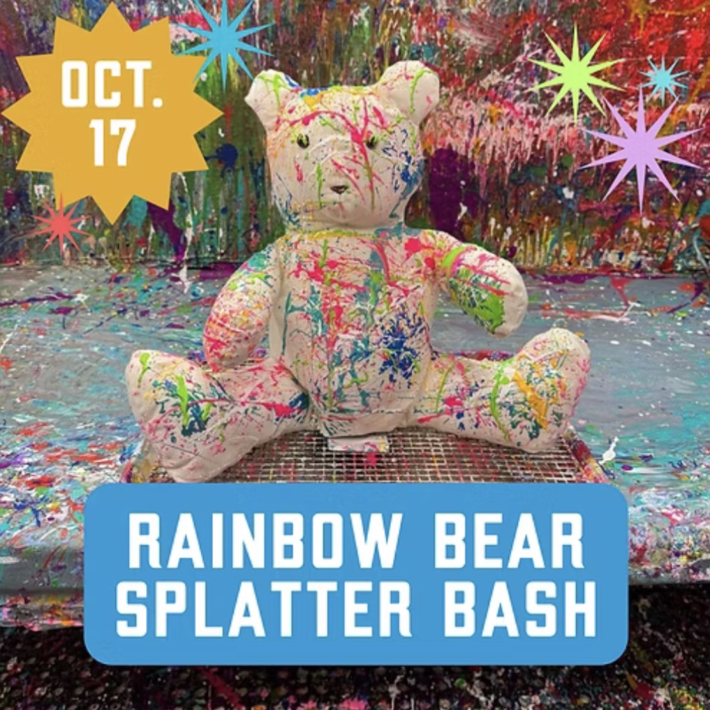 splatter painted canvas bear 