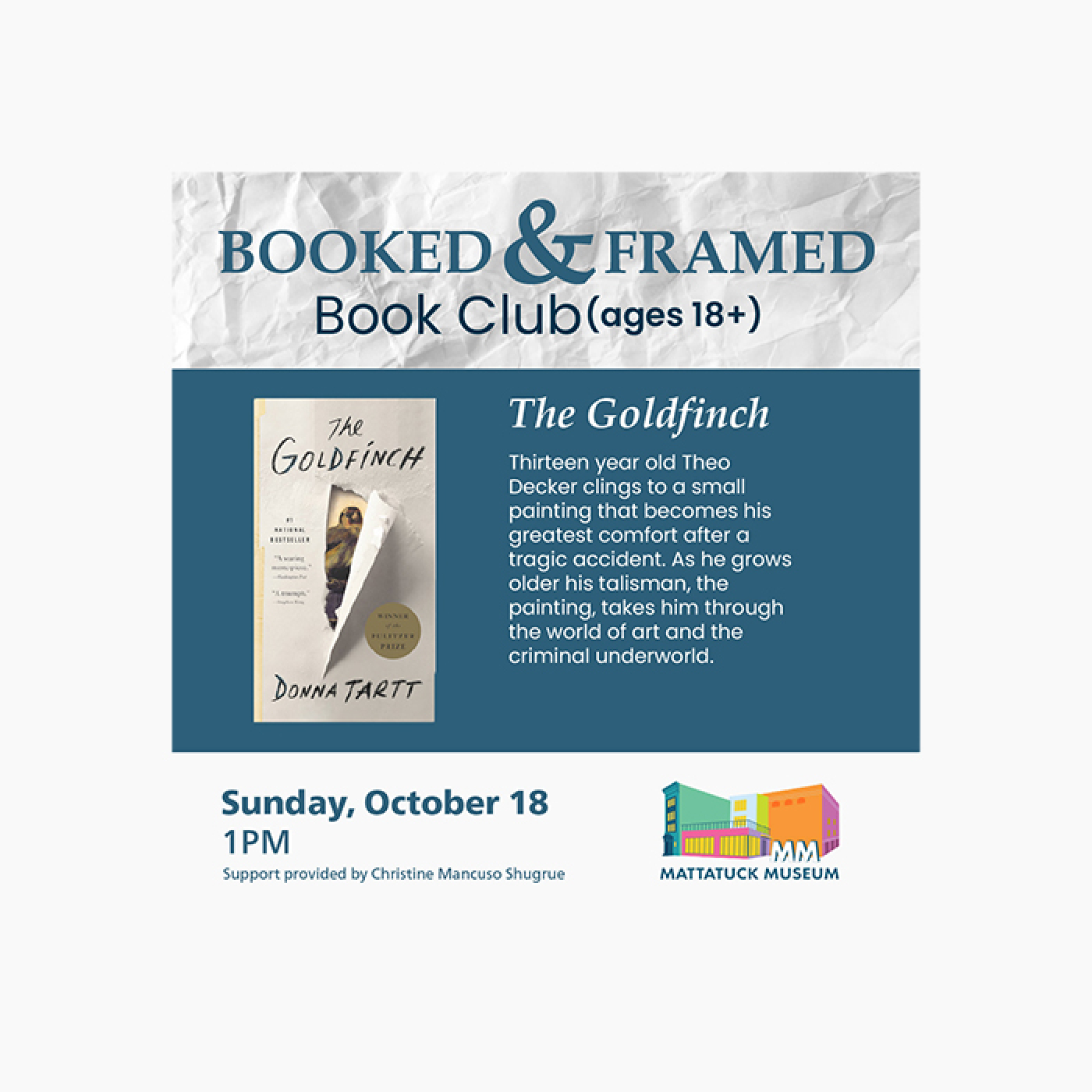 Take on a new read of The Goldfinsh by Donna Tartt with the MATT