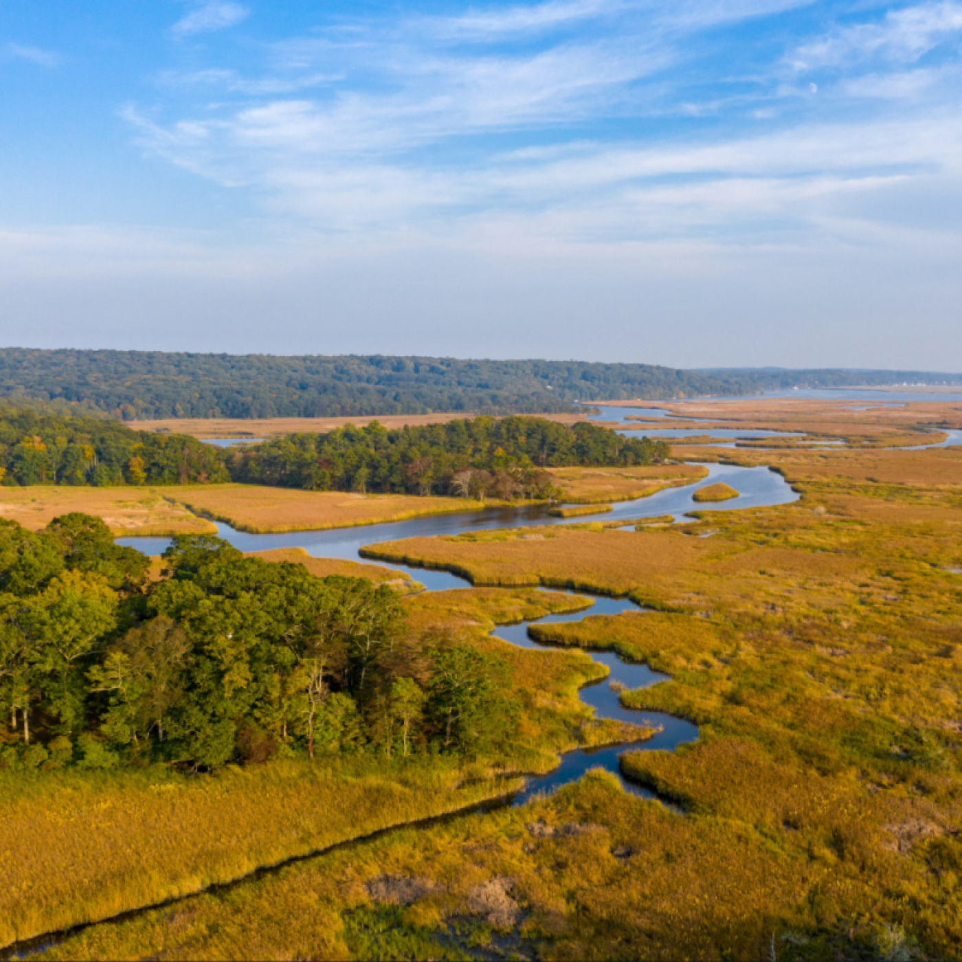 Aerial view of Connecticut estuary