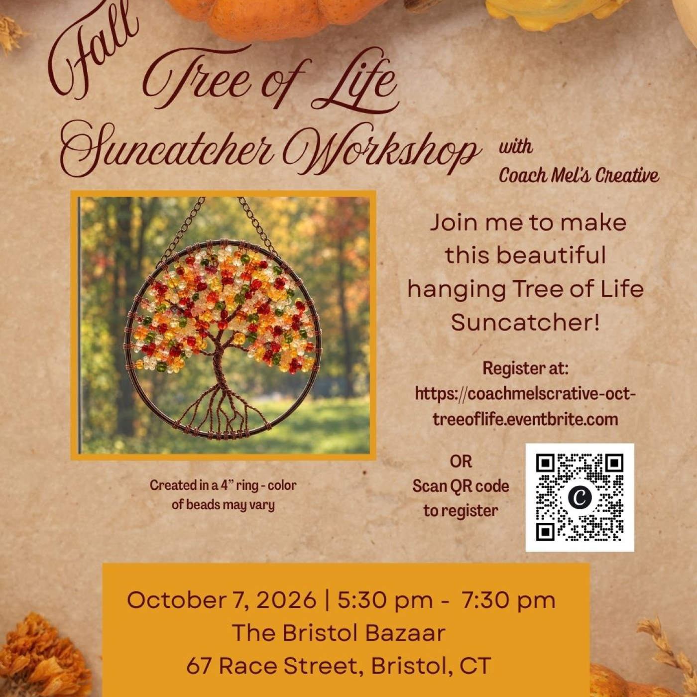  Fall Themed Beaded Tree of Life Suncatcher Workshop
