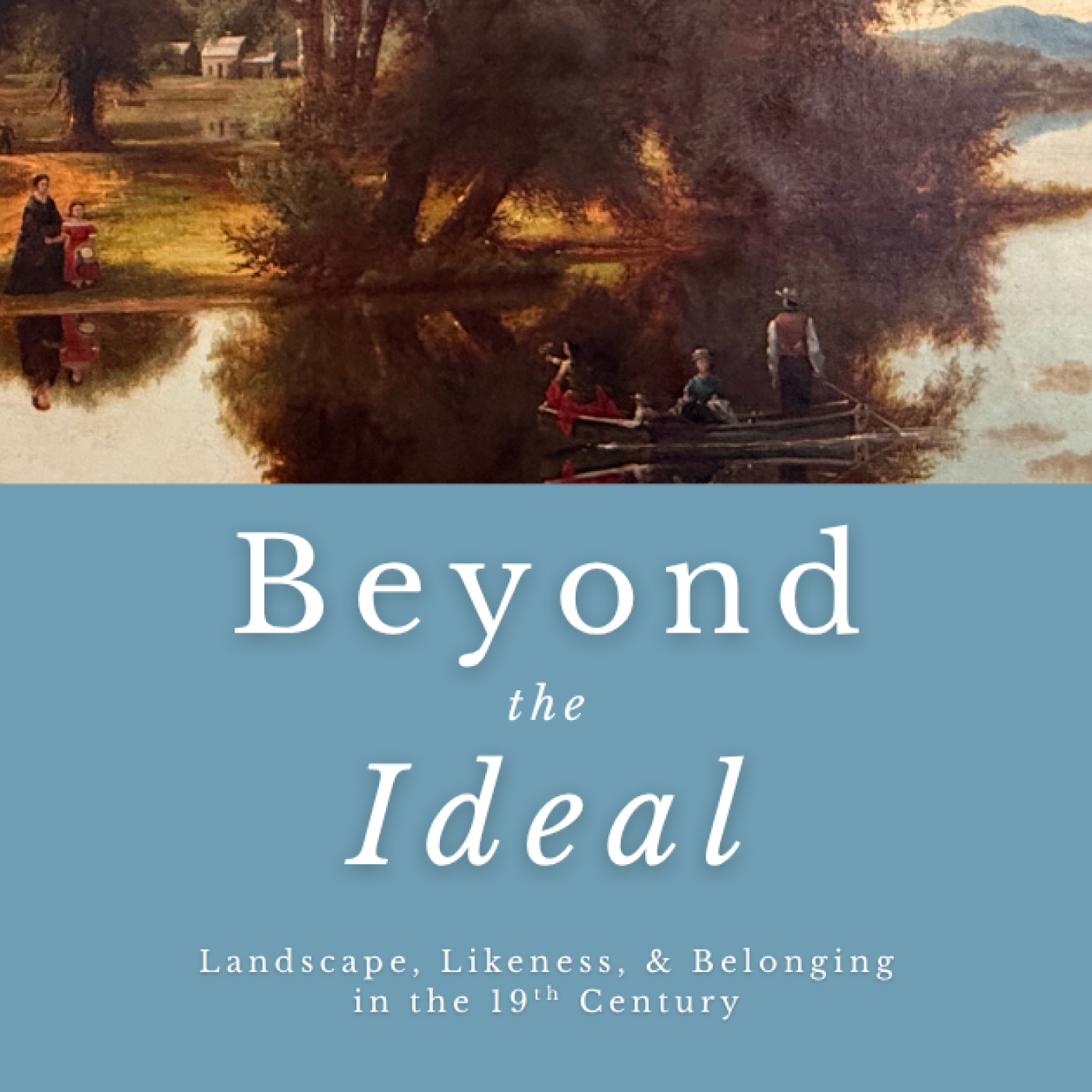 River Scene overlaid with exhibit title