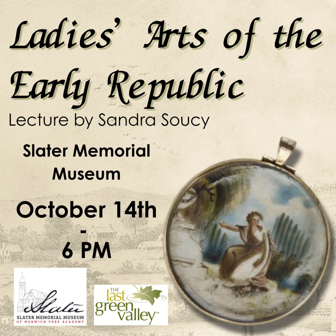 A miniature of a 19th century woman by a grave over an engraving of Norwich