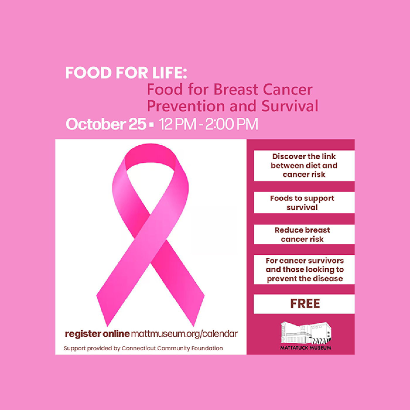 Prevent and reduce risk of breast cancer with Food for Life class