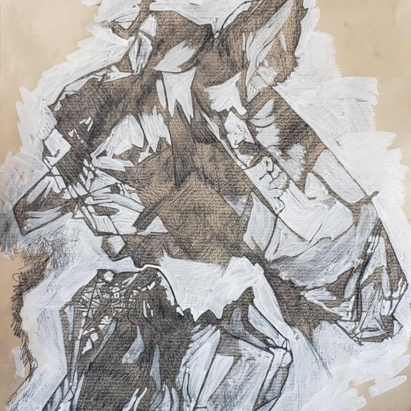 artwork on paper based on the form of a crumpled plastic bag