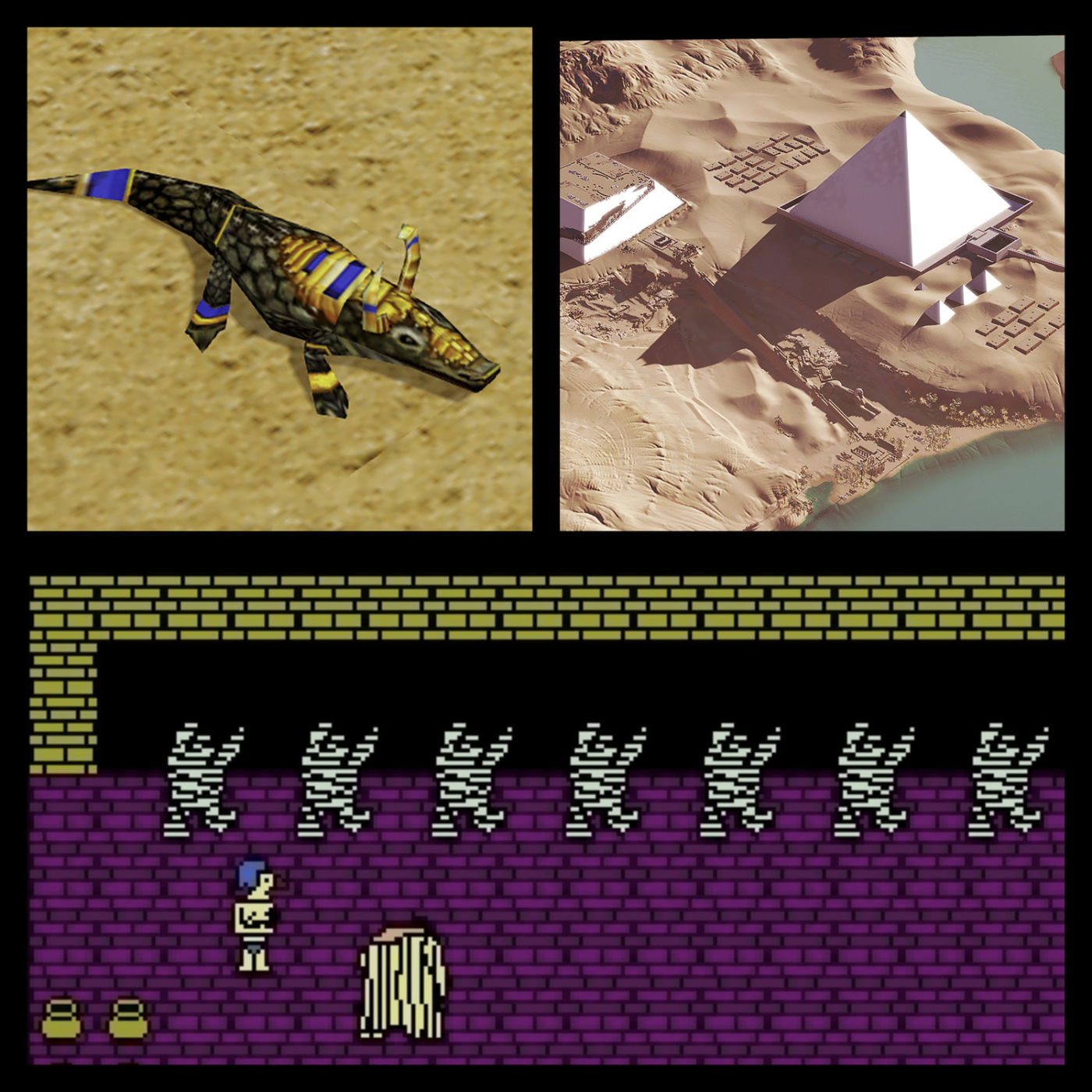 Stills from various video games that feature Ancient Egyptian imagery