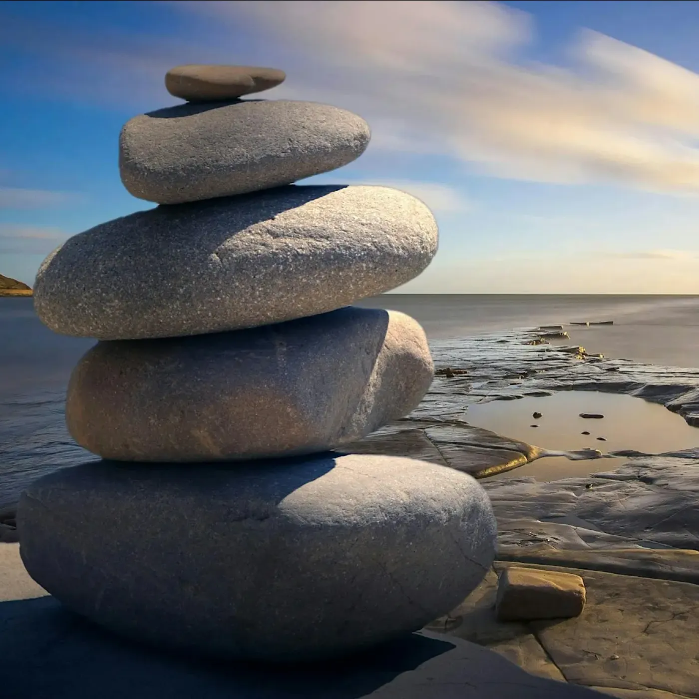 Rocks stacked on the beach