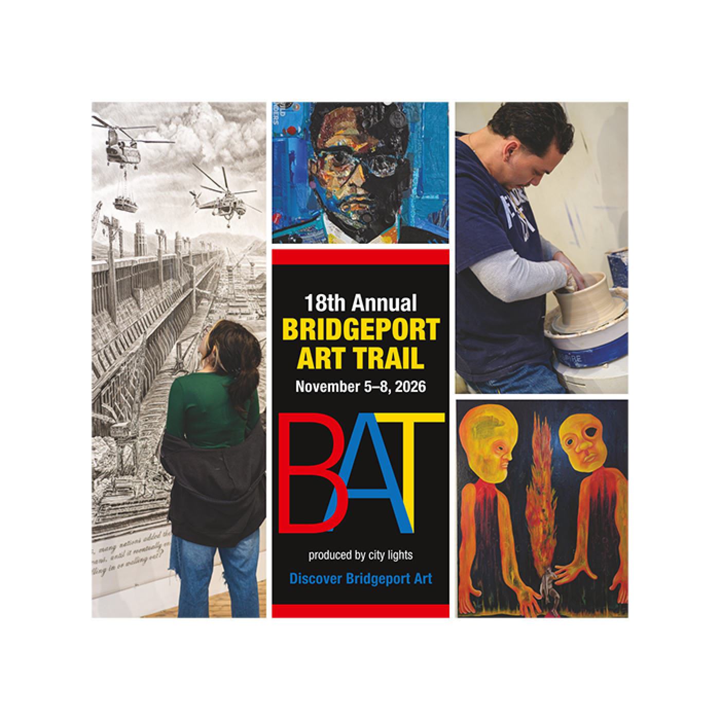 Front cover of the official Bridgeport Art Trail guidebook for 2026