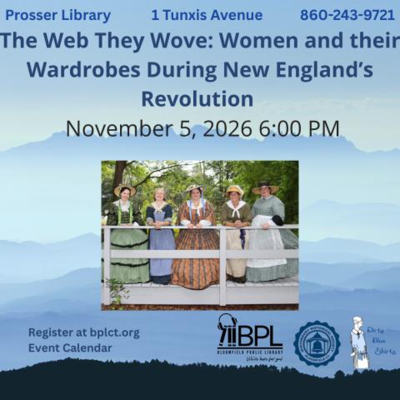 five women in Revolutionary period dress