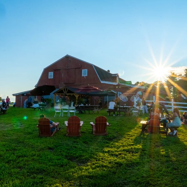 Sunset at Hawk Ridge Winery Barn Bar