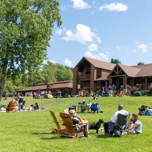 Lawn at Hawk Ridge Winery on a nice summer day