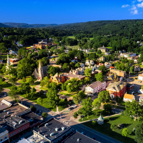 A bird's eye view of beautiful New Milford, CT
