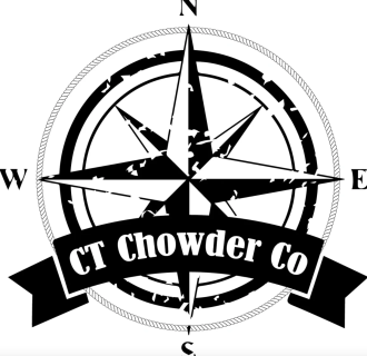 Compass rose with banner reading CT Chowder Co