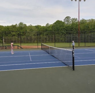 Pickleball court in East Village Park in Shelton