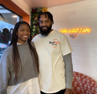 A photo of Soulfully Vegan owners Allison and Calvin Vaughan