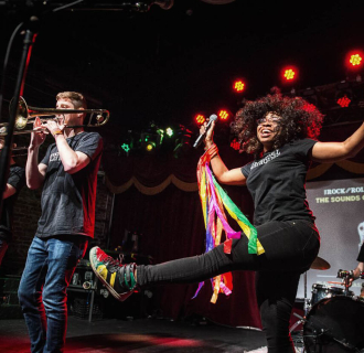 Musicians from the Rock and Roll Playhouse performing