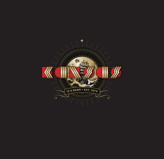 A red and gold logo with a ship on the water overlapped by the word Kansas