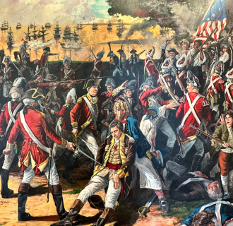 Painting of a Revolutionary War battle 