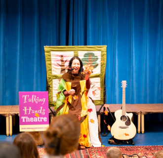 The puppet show Fairies of the Seasons being performed by Anna Sobel of by Talking Hands Theatre