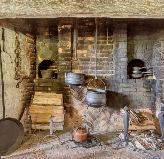 Fireplace with Cooking Tools