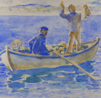 F. Luis Mora. Punta Delgado, Azores, Portugal, ca. 1924. Watercolor on paper, 10 x 14 in.