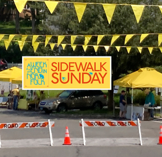 View of Sidewalk Sunday, Norfolk, Connecticut's street fair.