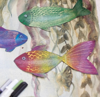 painting of colorful fish