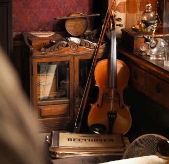 violin in a room 