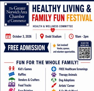A flyer for the Healthy Living & Family Fun Festival at Dodd Stadium October 3rd from 10am to 2pm highlighting activities