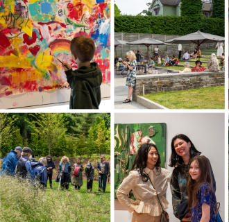 Grid of photos of people in the Museum and Sculpture Garden