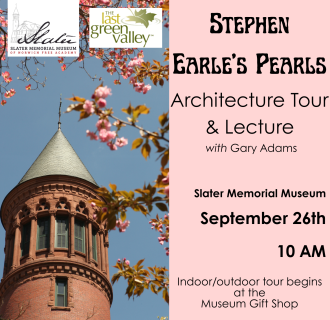 Slater Tower with text describing Architecture Tour