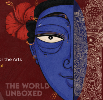 The poster for the Layalaya Global Arts Festival, Oct. 10, 2026 featuring a blue woman with a flower behind her ear. 